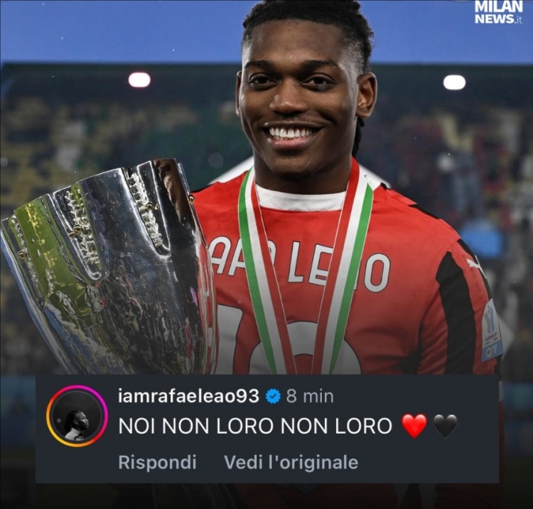 開嘲諷！米蘭官方曬萊奧慶祝照，后者回復(fù)道：我們，而不是他們