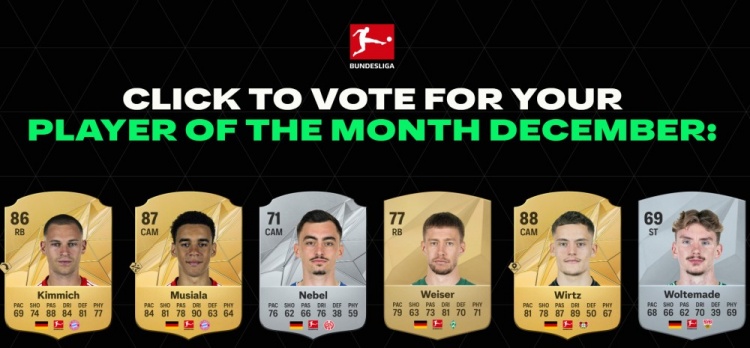 德甲12月最佳球員候選：基米希、穆西亞拉、維爾茨在列