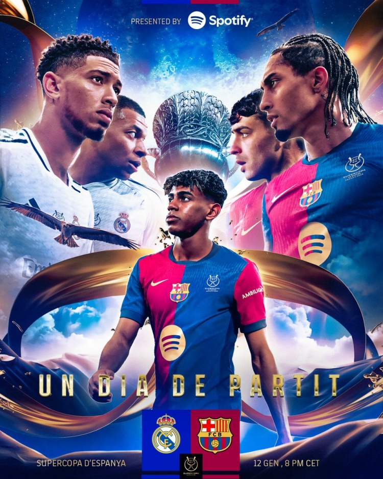 巴薩西超杯決賽海報(bào)：亞馬爾C位，佩德里、拉菲pk貝林、姆巴佩