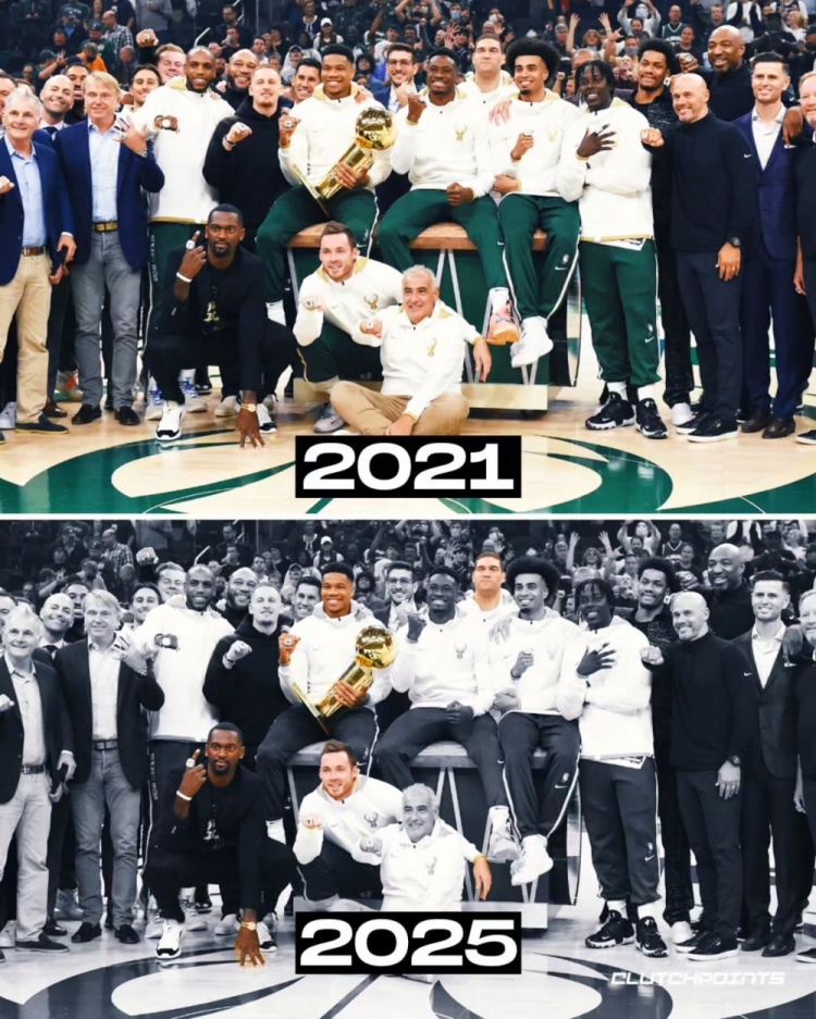 雄鹿當(dāng)年的奪冠陣容僅剩字母哥、大洛、波蒂斯和康諾頓